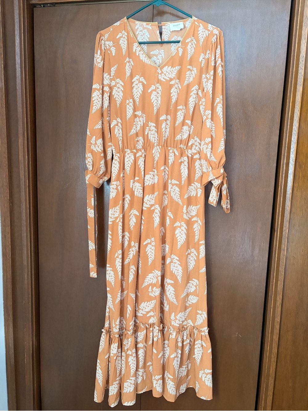 Everly Terracotta Floral Long Sleeve Midi Dress